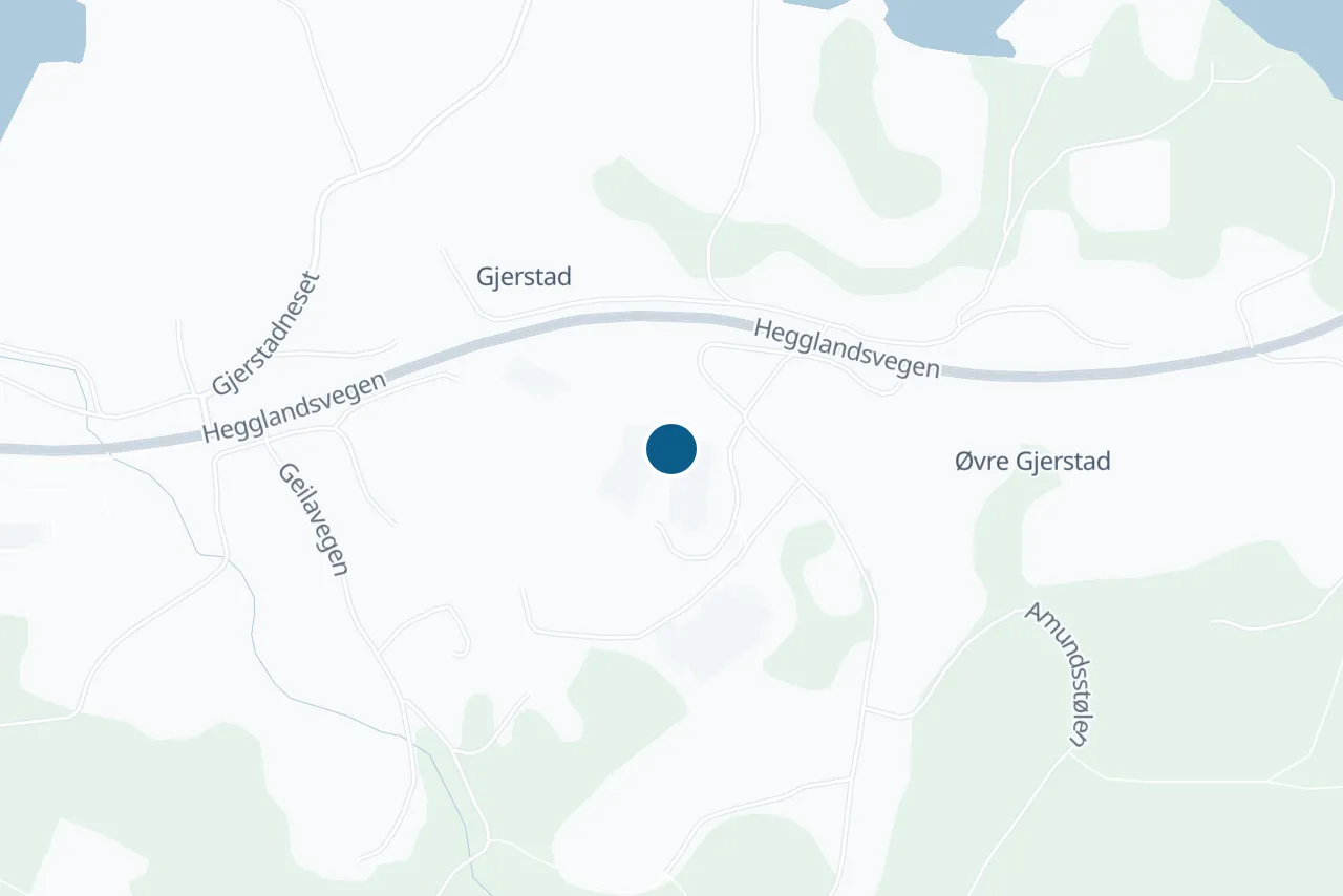 Kart over Tysnes med prøvestedet markert