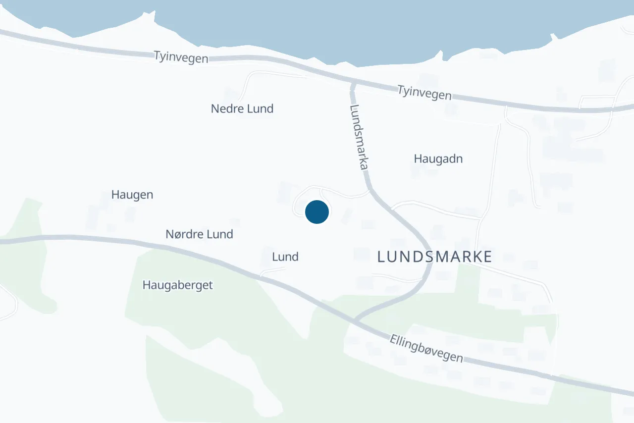 Kart over Vang med prøvestedet markert