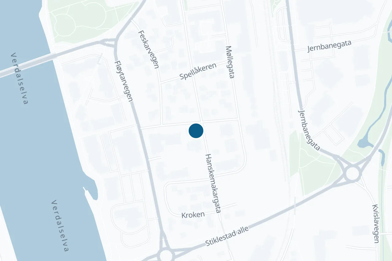 Map of Verdal with the test centre marked